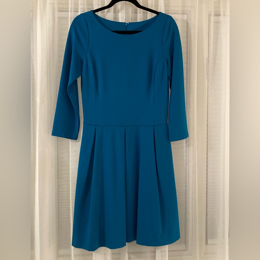 Teal dress.